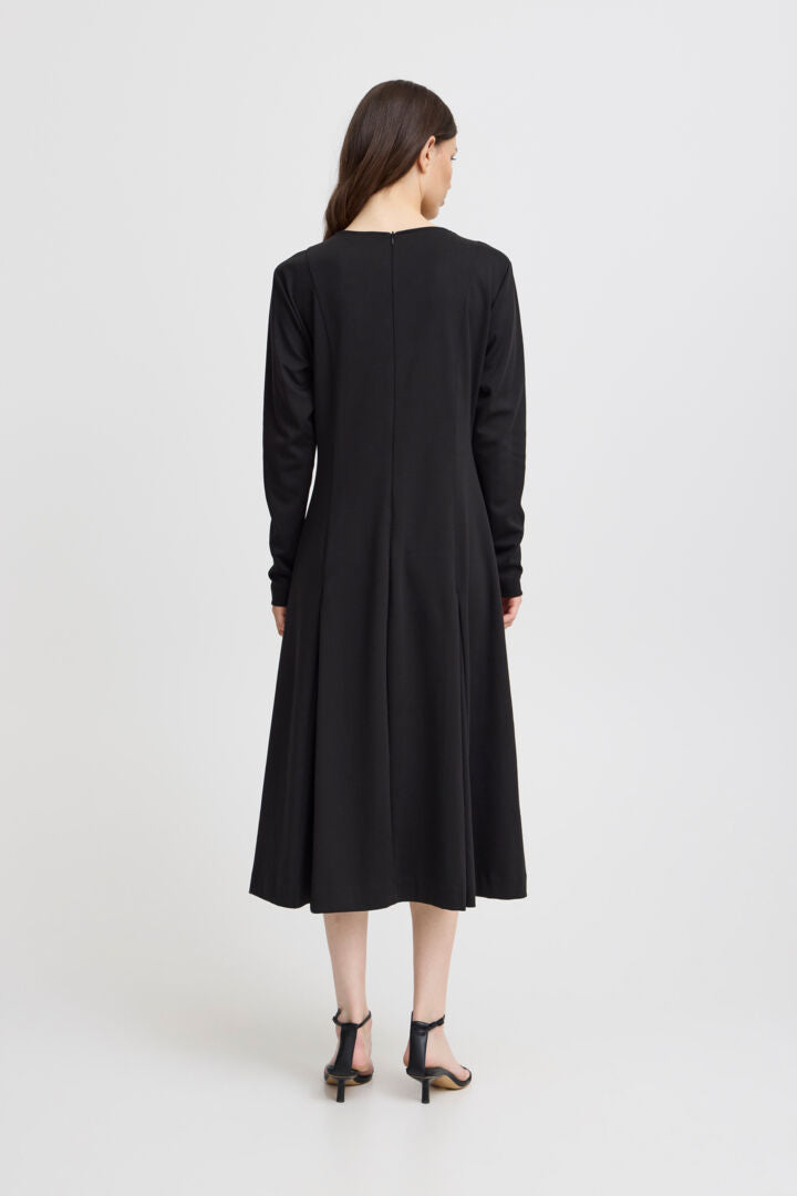 Simone Long Sleeve Midi Dress (Black)