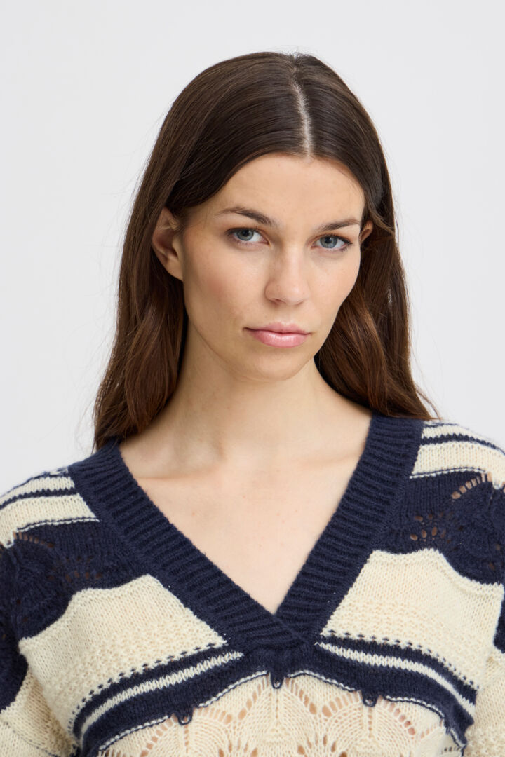 Ash V-Neck Jumper (Total Eclipse Strip)