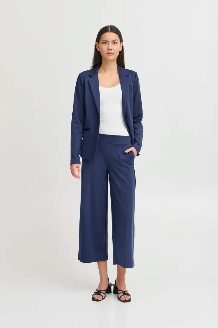 Kate Cropped Wide Leg Pants (Medieval Blue)