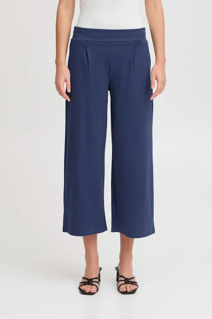 Kate Cropped Wide Leg Pants (Medieval Blue)