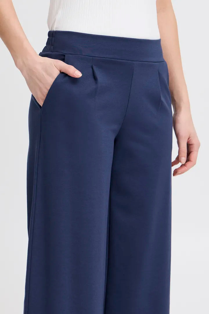 Kate Cropped Wide Leg Pants (Medieval Blue)