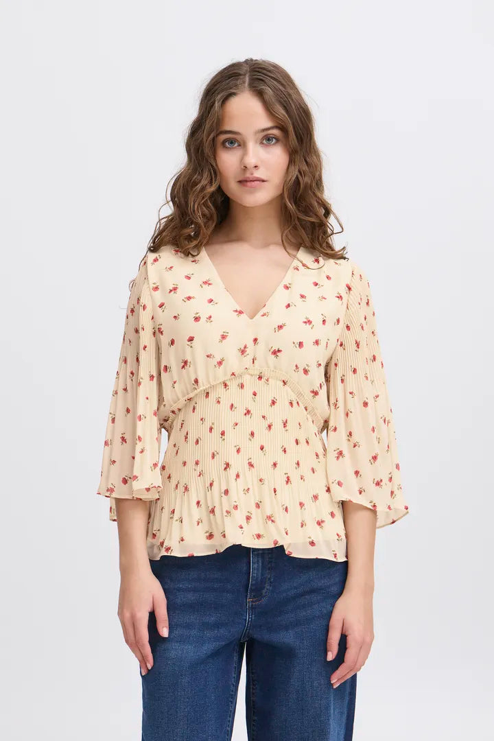 Rose Long Sleeve Top (Geranium Flower)