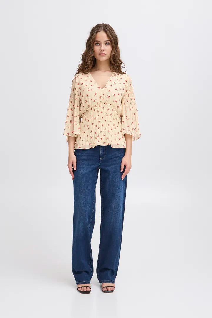 Rose Long Sleeve Top (Geranium Flower)