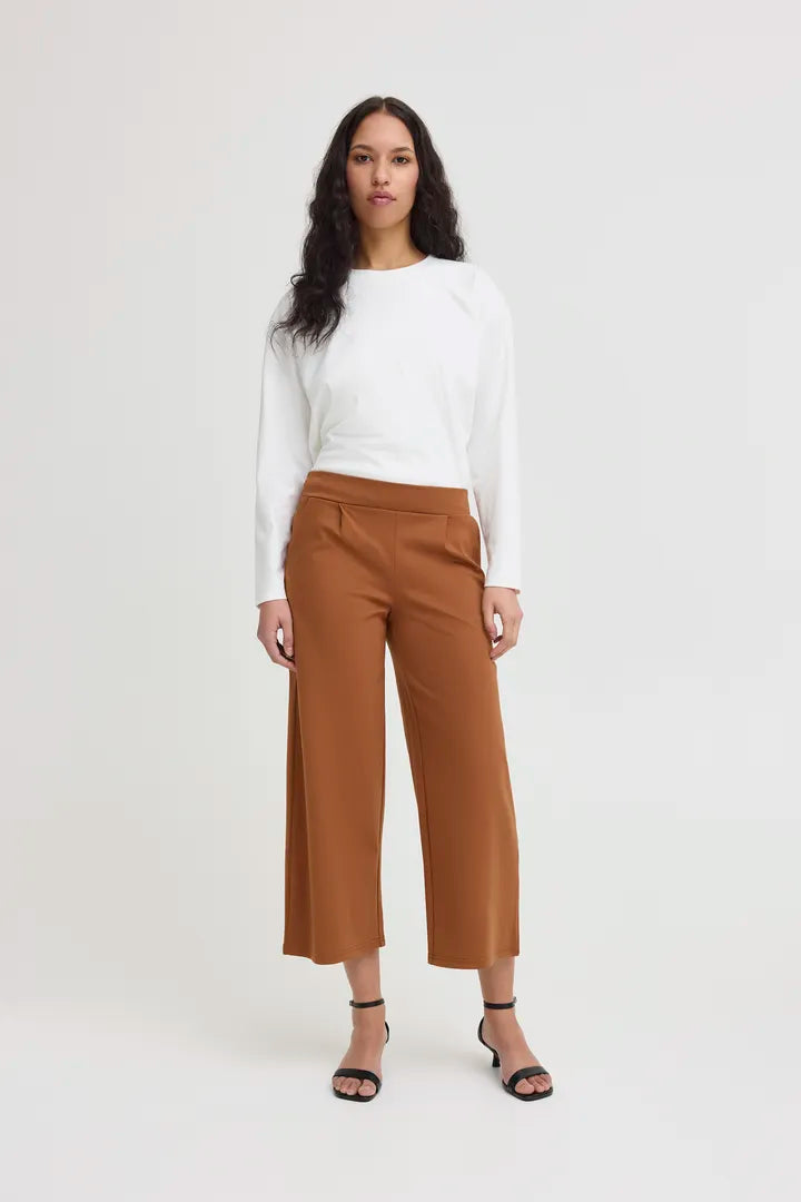 Kate Cropped Wide Leg Pants (Brown Patina)