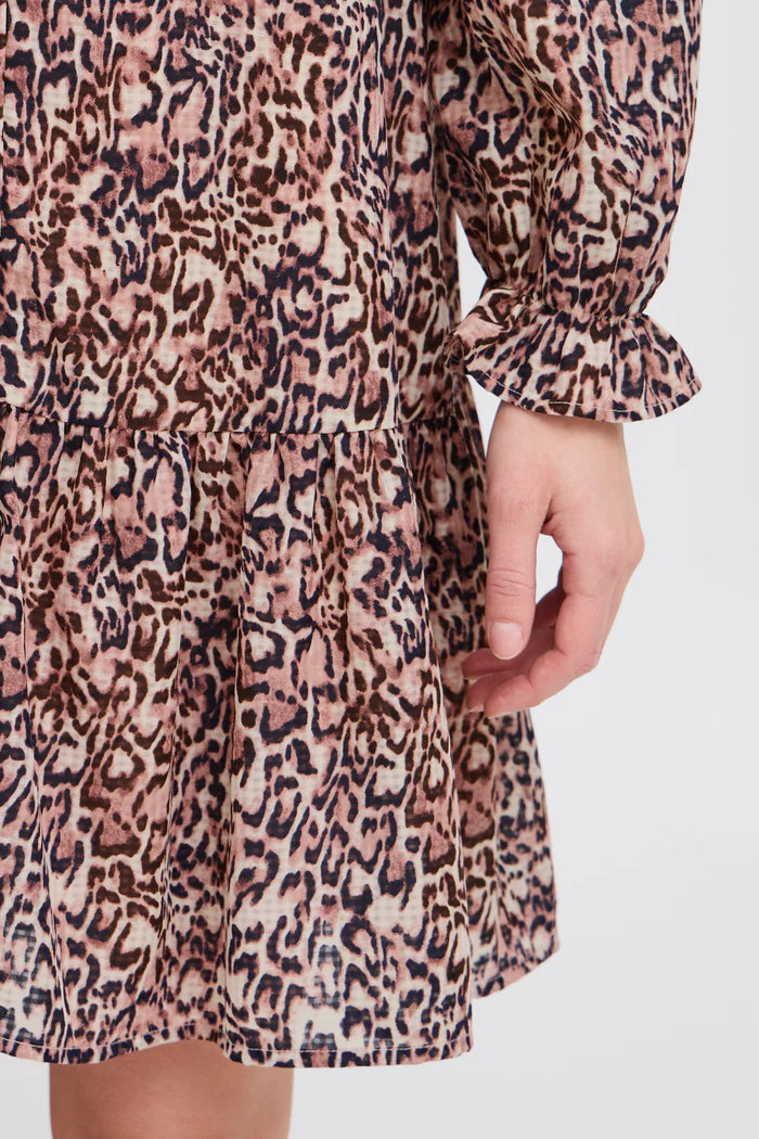 Fary Long Sleeve Mini Dress (Leopard)