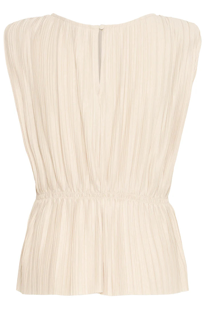 Ana Plisse Sleeveless Top (Almond Milk)