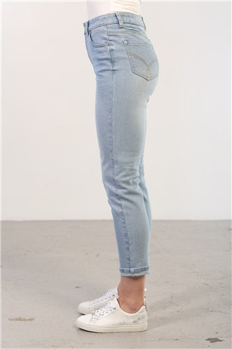 KEILE MOM JEANS SHORT LEG (LIGHT BLUE)