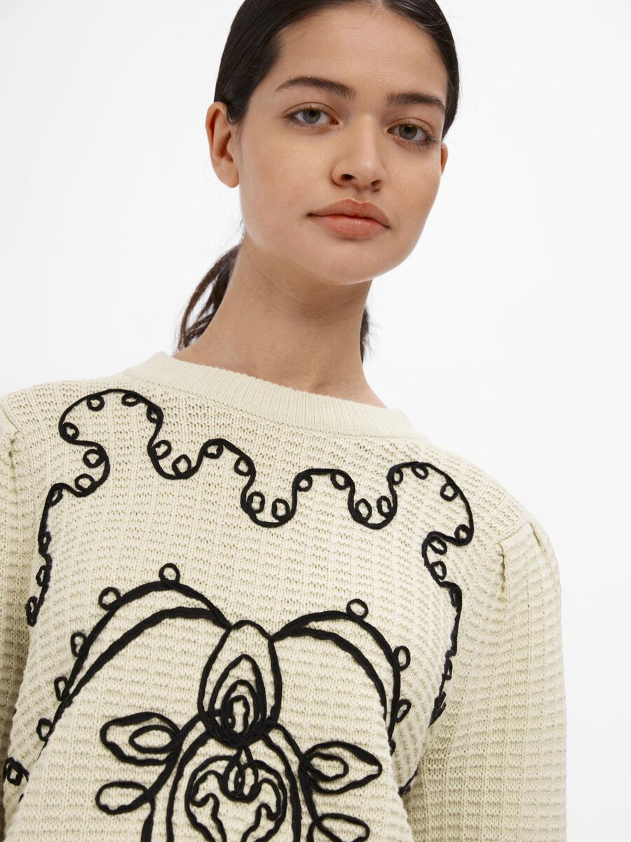 CHIO EMBROIDERED KNIT JUMPER (SANDSHELL/BLACK)