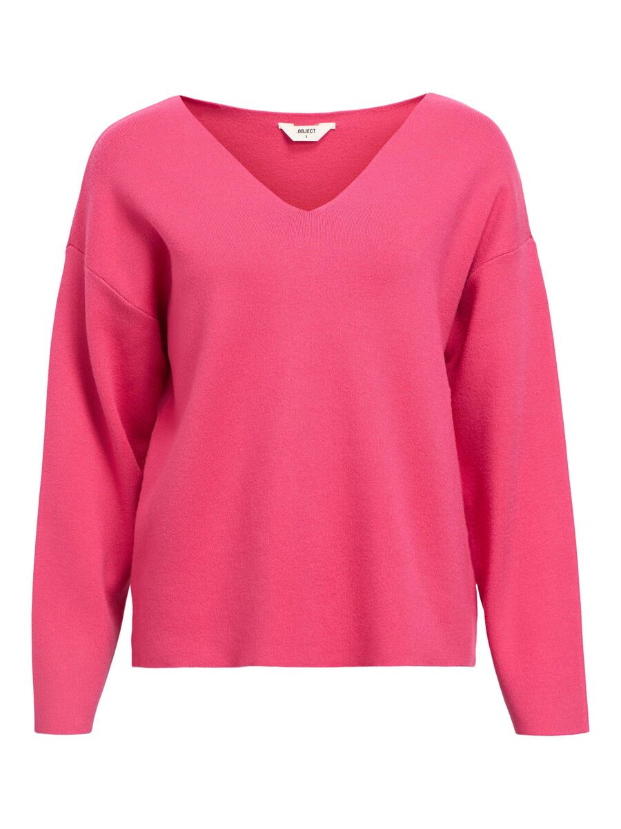 Rayna V-Neck Jumper (Raspberry Sorbet)