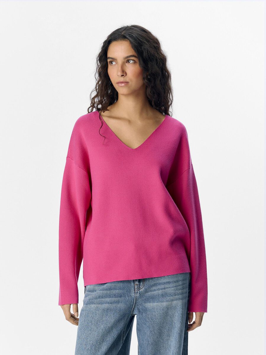 Rayna V-Neck Jumper (Raspberry Sorbet)