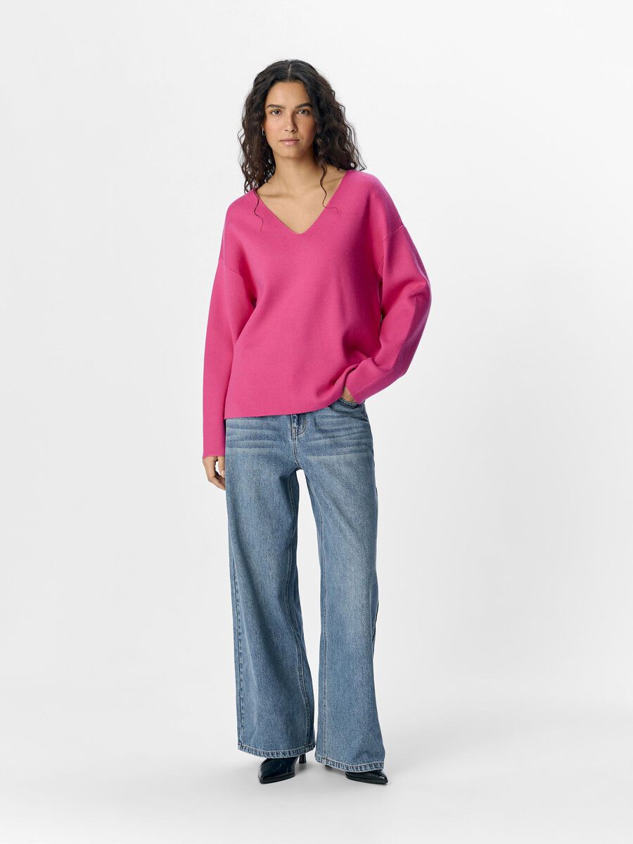 Rayna V-Neck Jumper (Raspberry Sorbet)