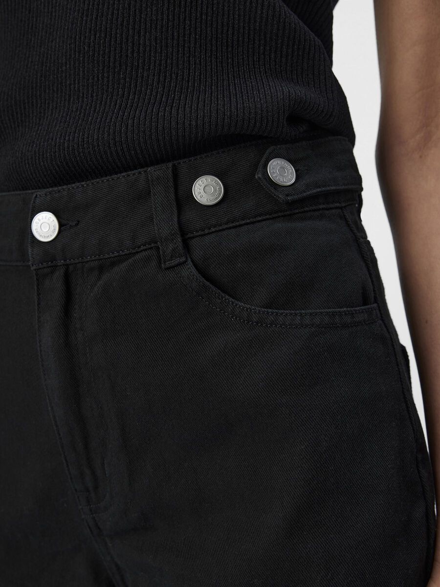 Glory Mid-Waist Denim Shorts (Black)