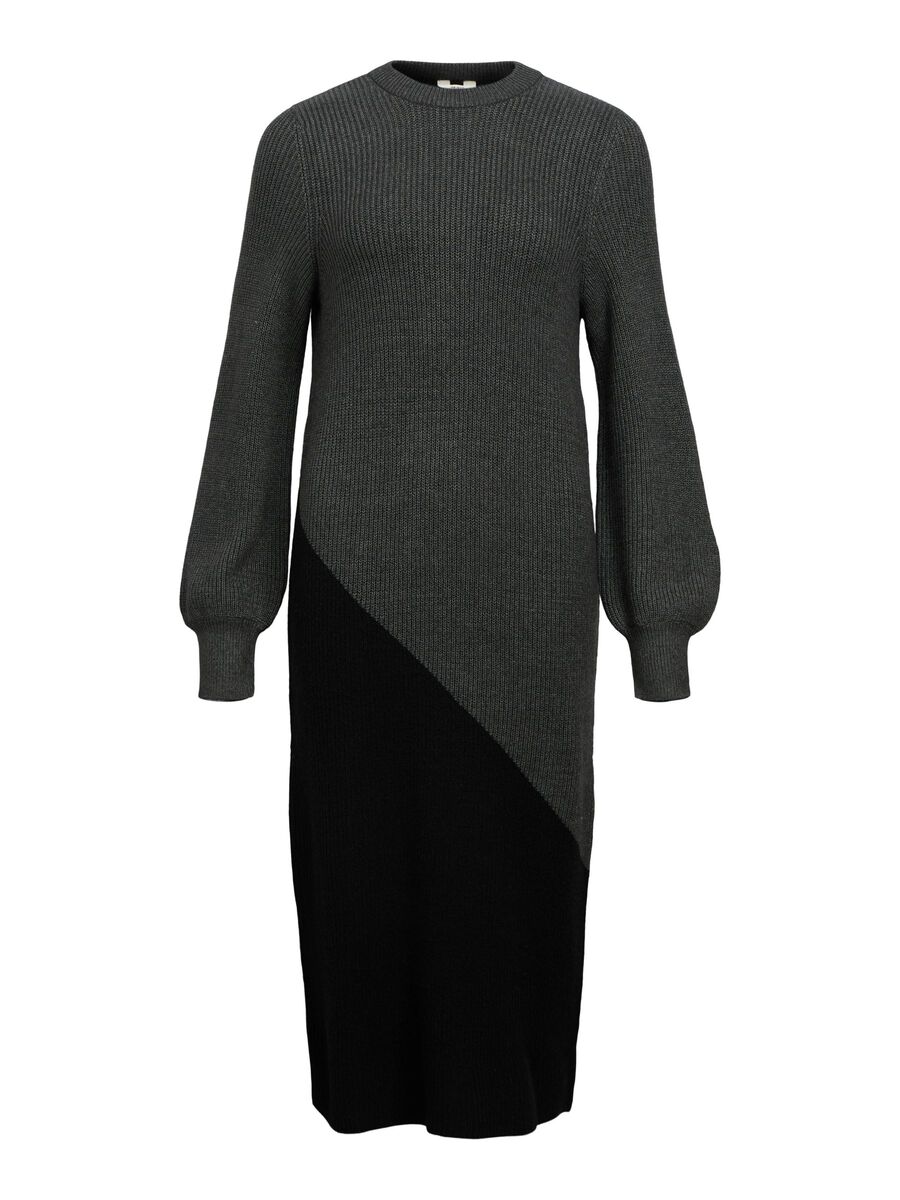 Ita Knitted Midi Dress (Dark Grey/ Black Half)