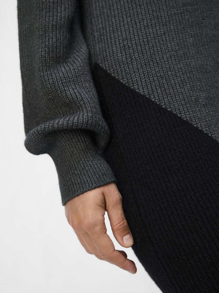 Ita Knitted Midi Dress (Dark Grey/ Black Half)