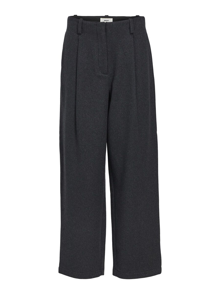 Meghan Barrel Leg Trousers (Dark Grey Melange)