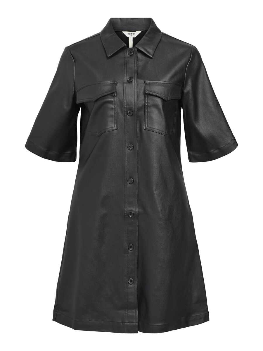 Melba Coated Shirt Dress (Black)