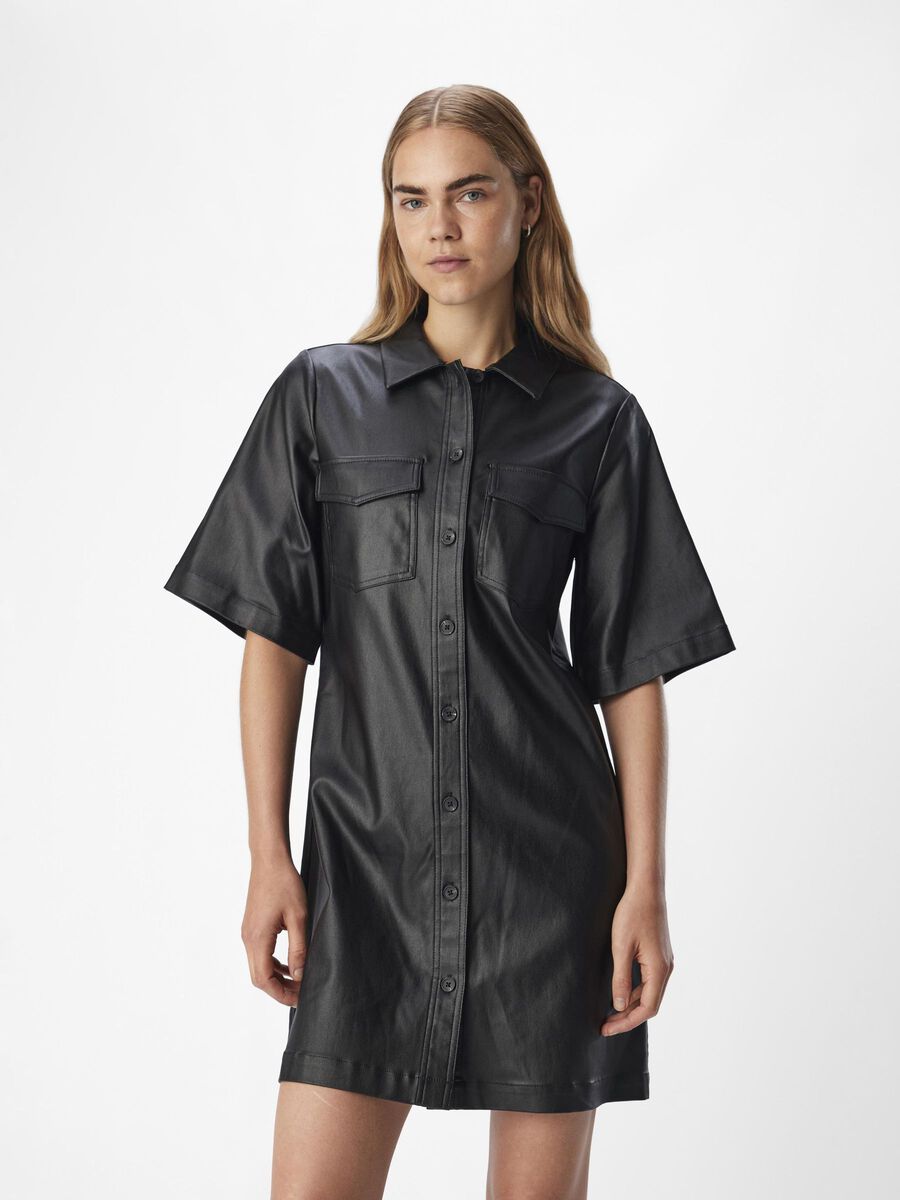 Melba Coated Shirt Dress (Black)