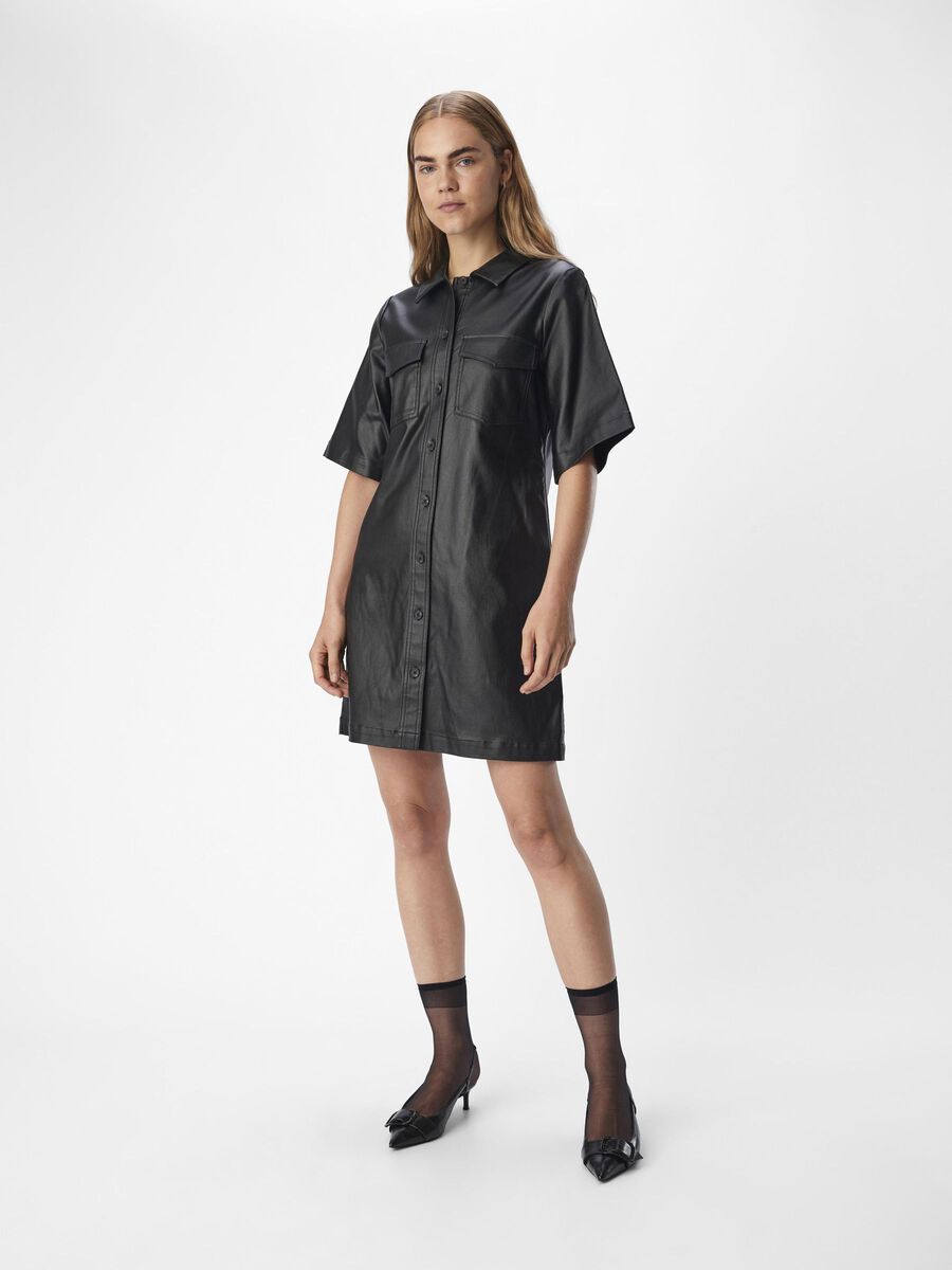 Melba Coated Shirt Dress (Black)