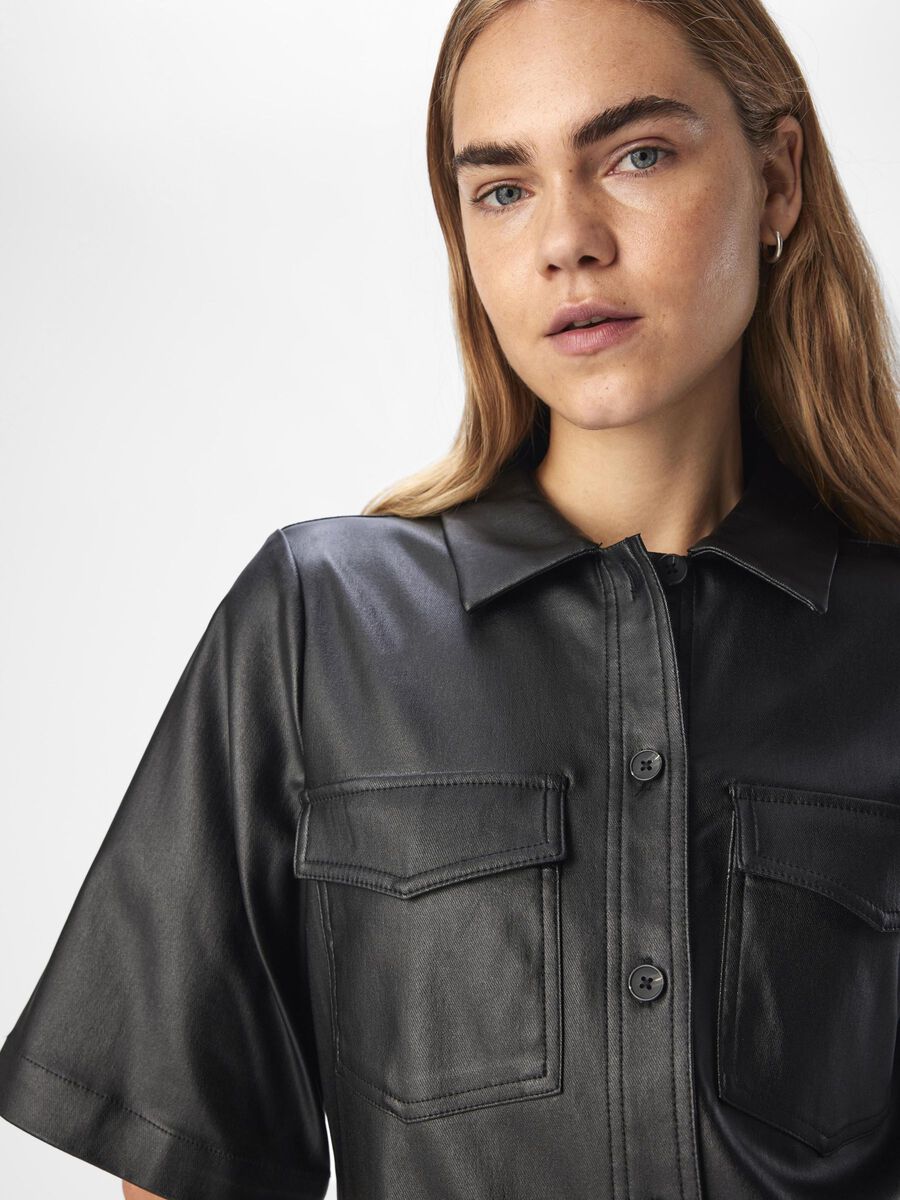 Melba Coated Shirt Dress (Black)