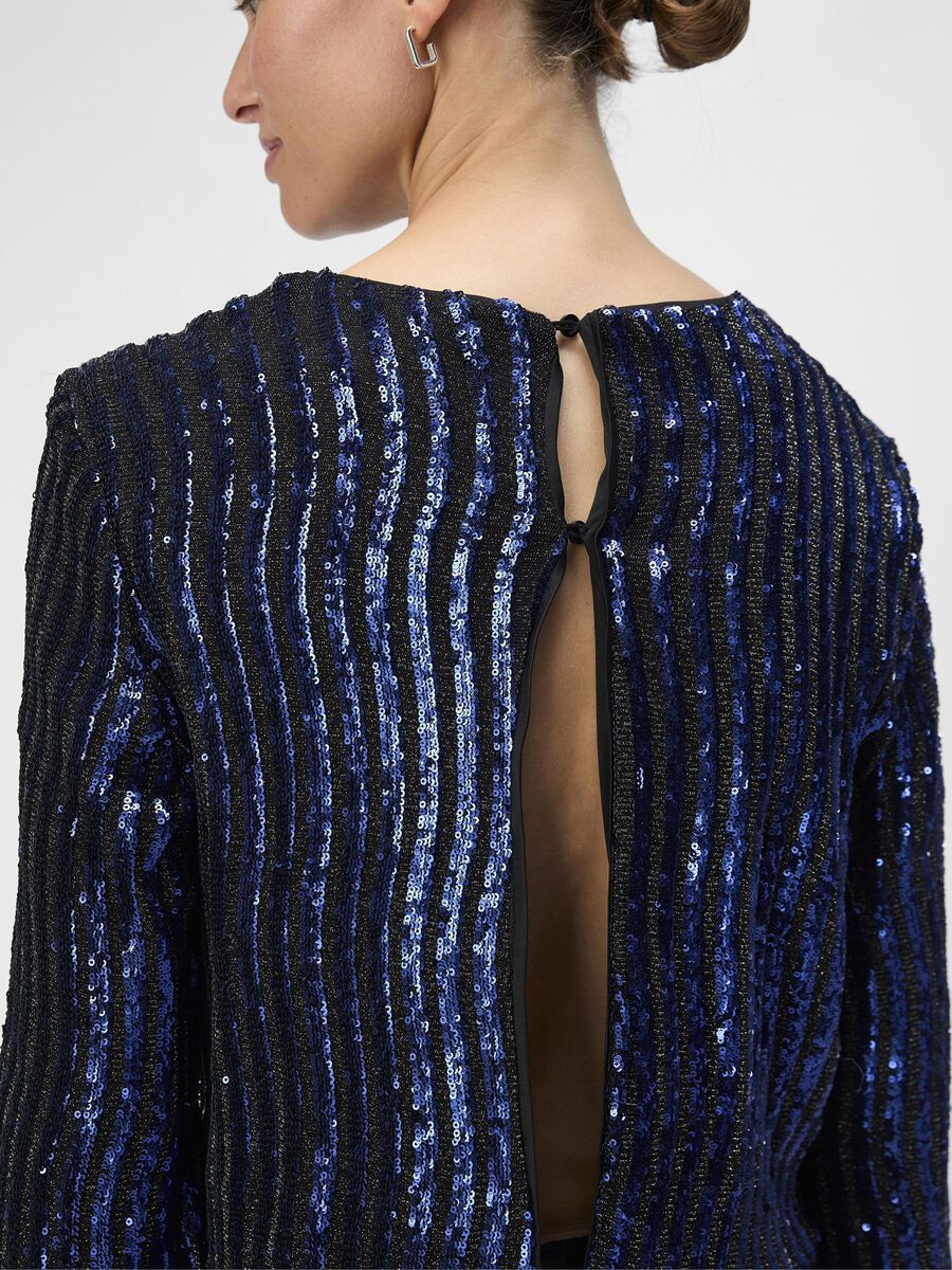 Dotti Sequin Top (Sky Captain/Black Mesh)