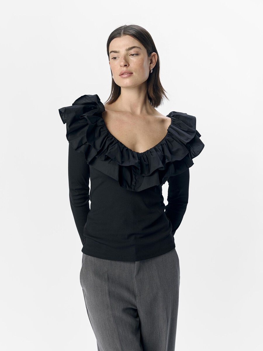 Jennifer Ruffle Top (Black)