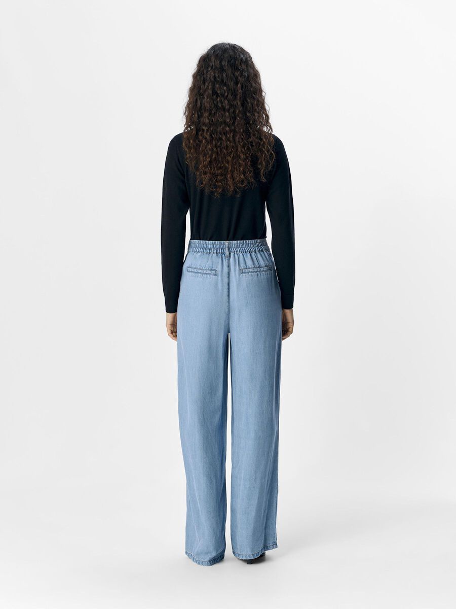 Fame Wide Leg Pants (Light Blue Denim)