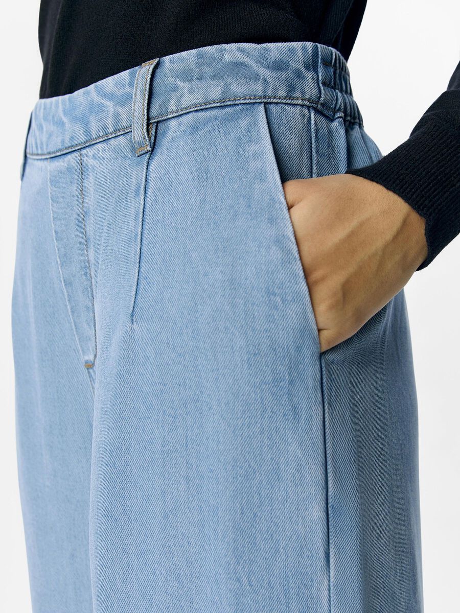 Fame Wide Leg Pants (Light Blue Denim)