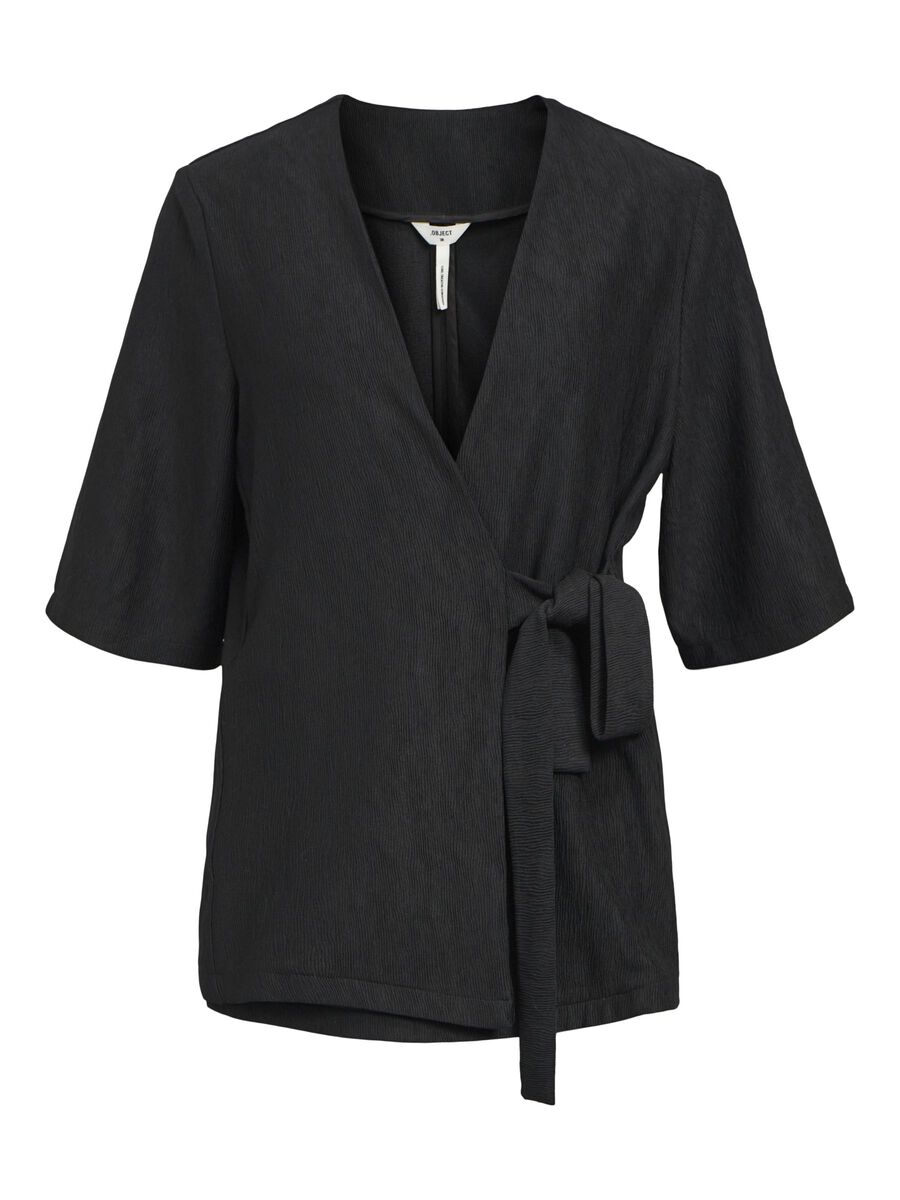 Rilla Half Sleeve Wrap Blazer (Black)