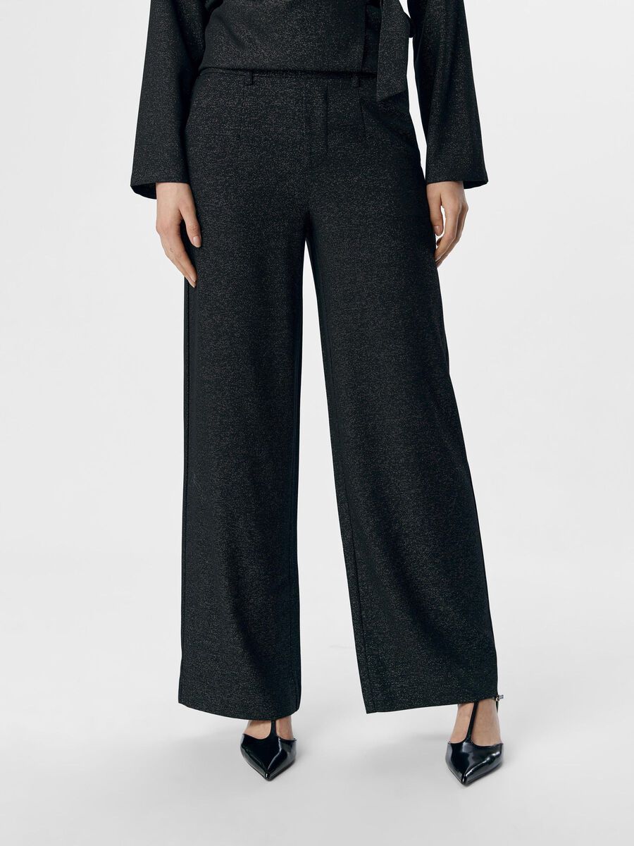 Lyn Wide Leg Pants (Black/Glitter)