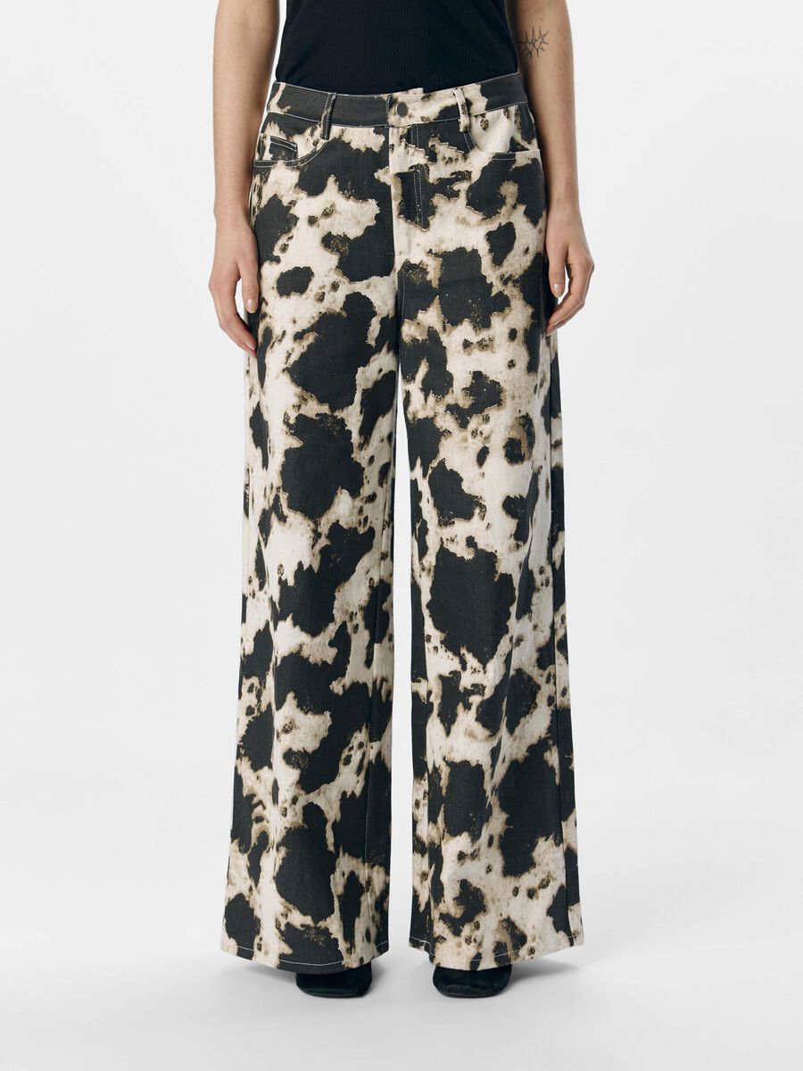 Montana Printed Wide Leg Jeans (Black/Cloud Dancer)