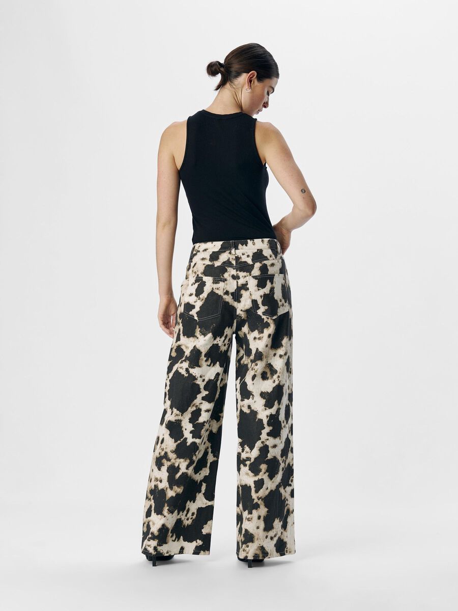 Montana Printed Wide Leg Jeans (Black/Cloud Dancer)