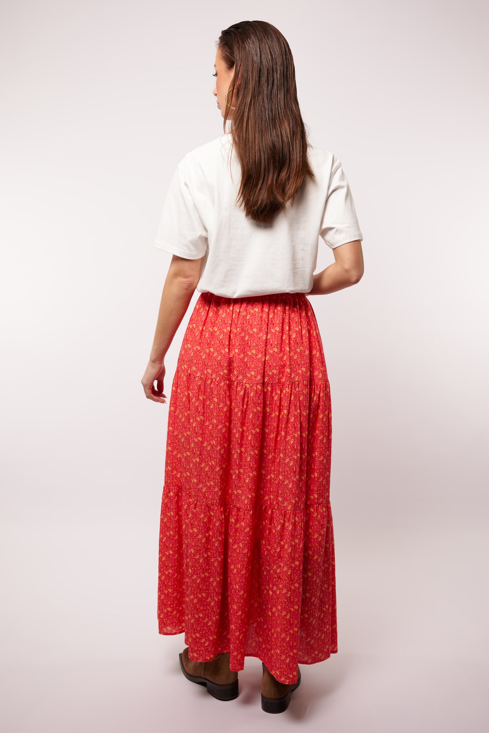 Cassidy Maxi Skirt (Sunkissed Coral/ Terra)