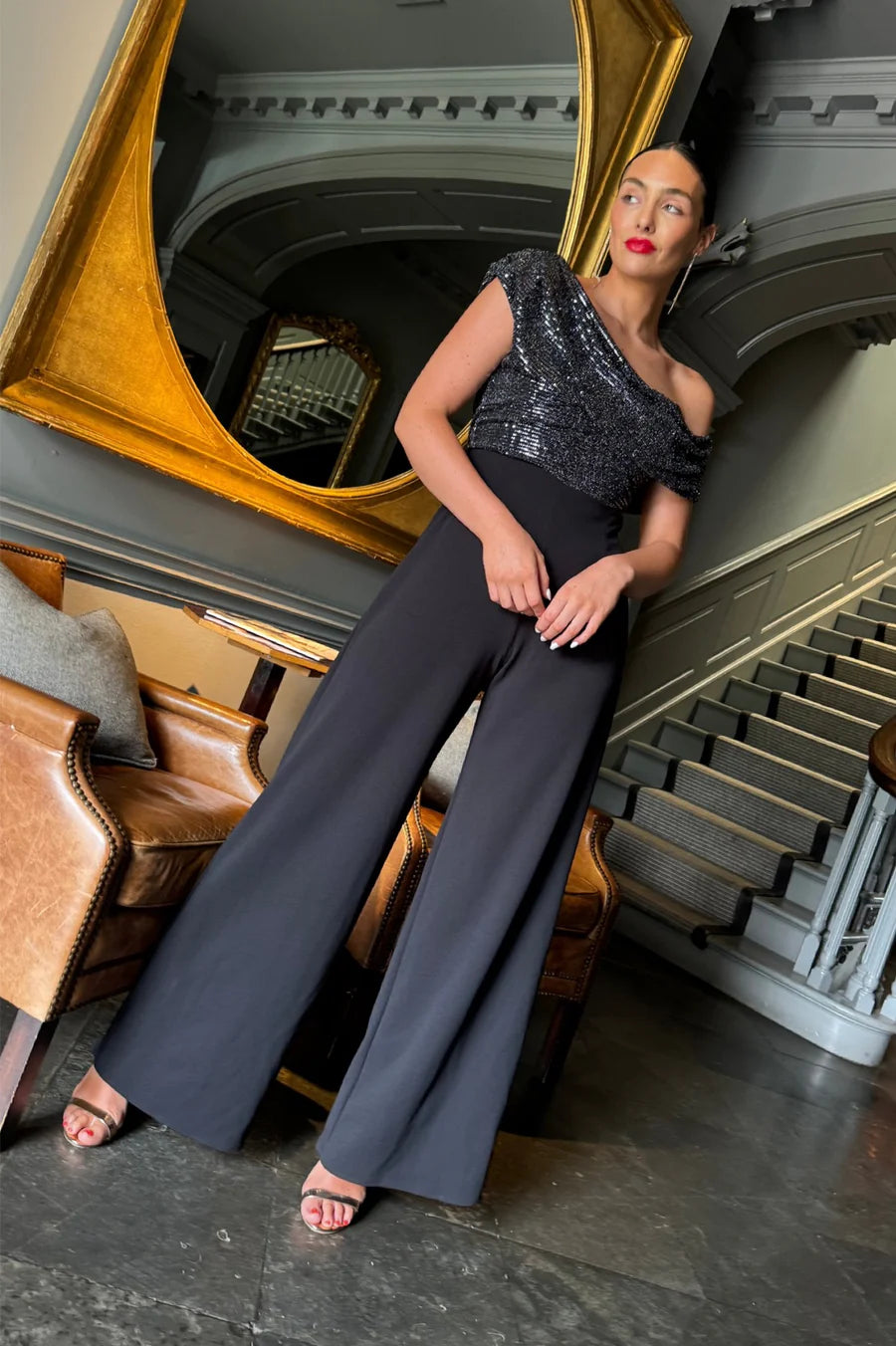 Venice Jumpsuit (Black & Gunmetal Sequin)