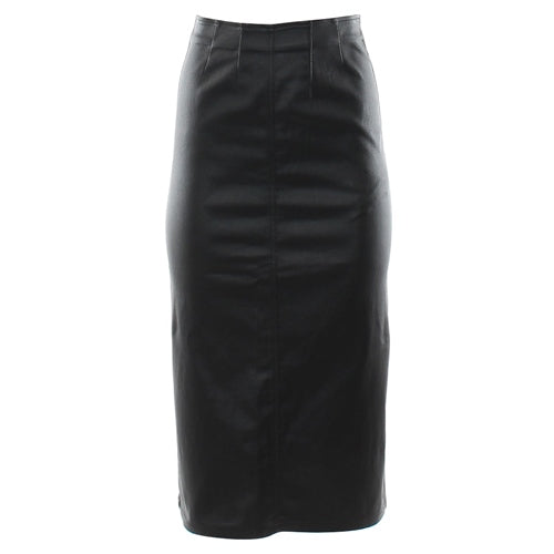 Allie Faux Leather Midi Skirt (Black)