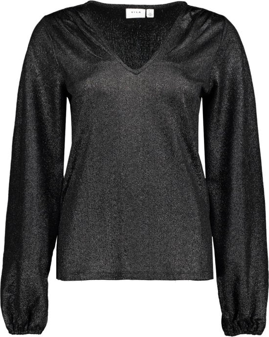 Shinea V-Neck Top (Black Beauty/Silver)