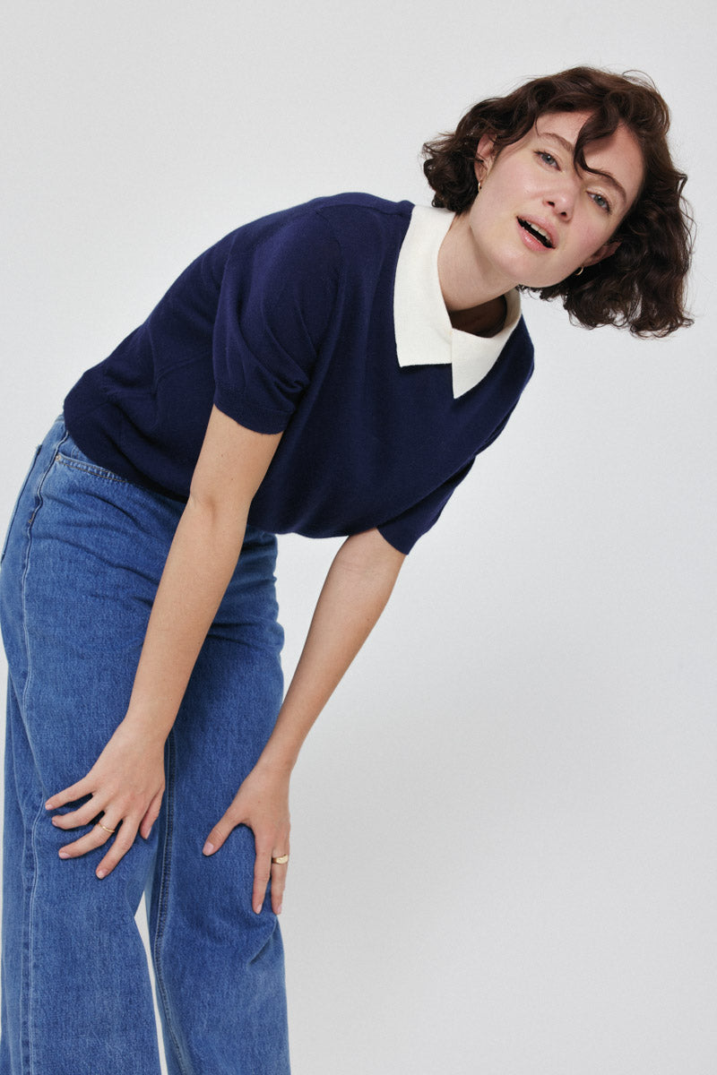 Sabina Short Sleeves Jumper (Navy)