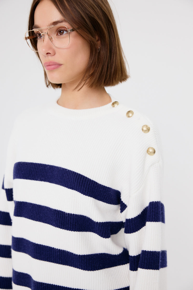 Cloee Jumper (White/Navy)