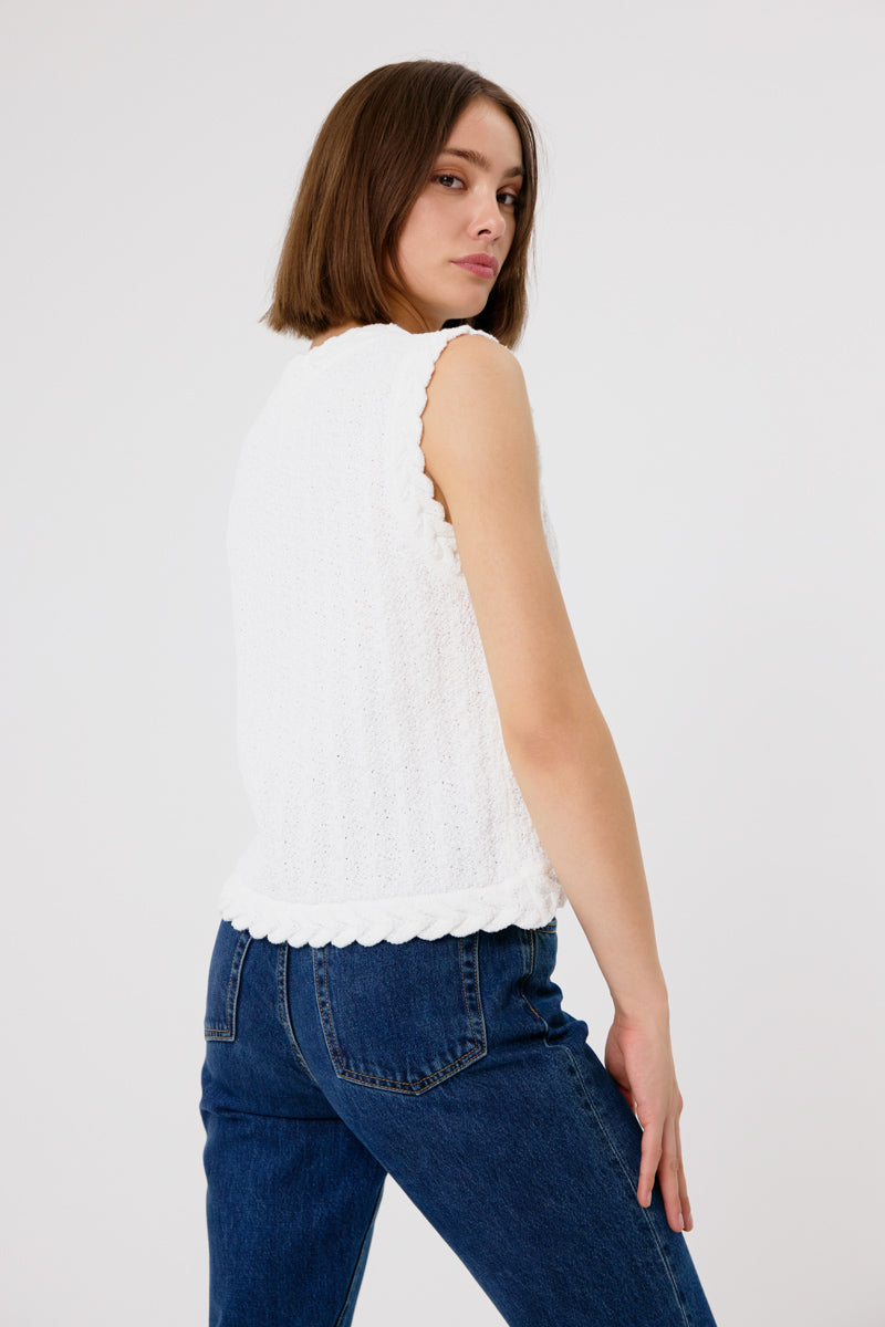 Aya Sleeveless Cardigan (White)