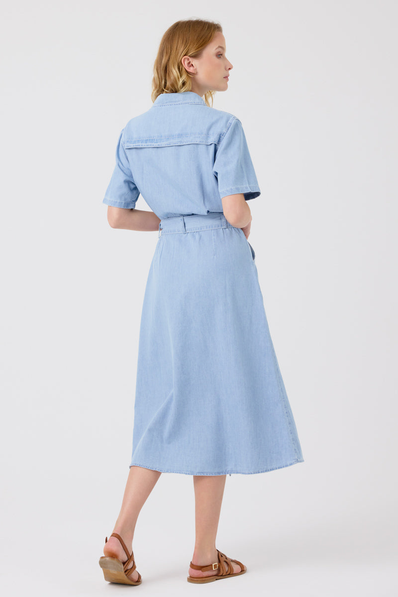 Fleurine Midi Dress (Light Blue Denim)