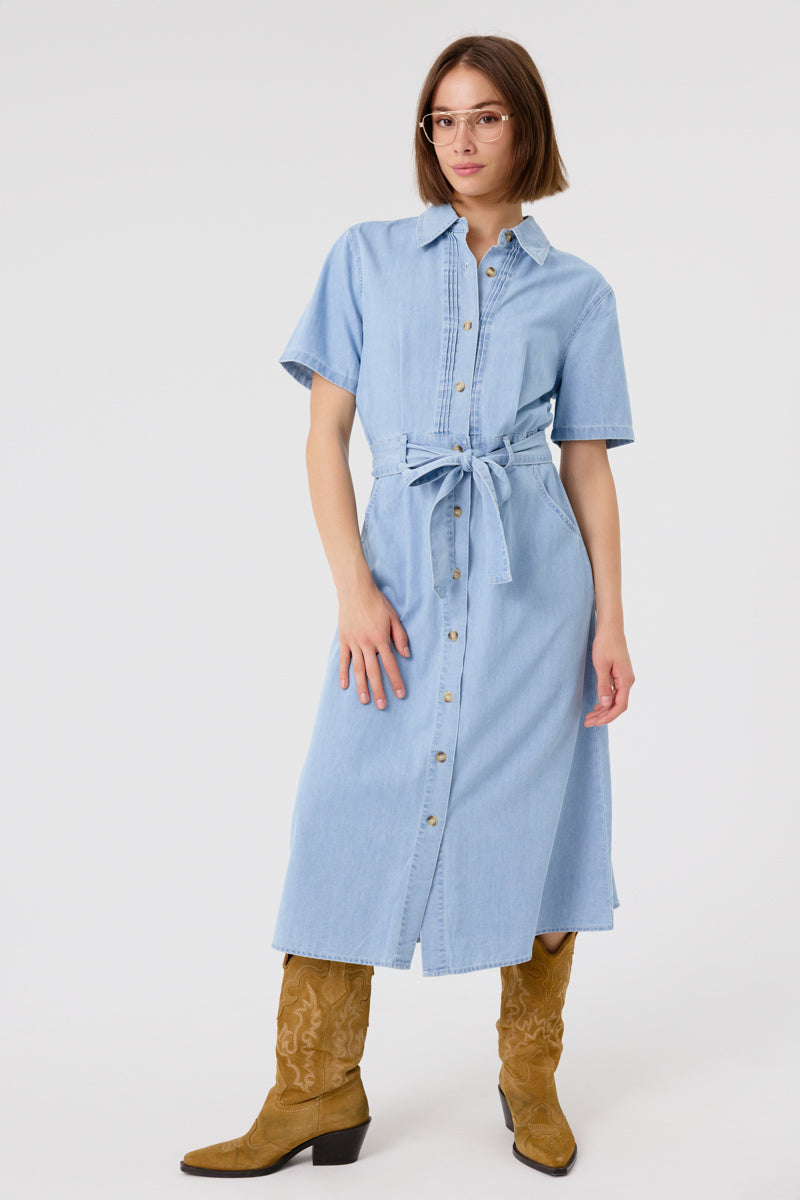 Fleurine Midi Dress (Light Blue Denim)