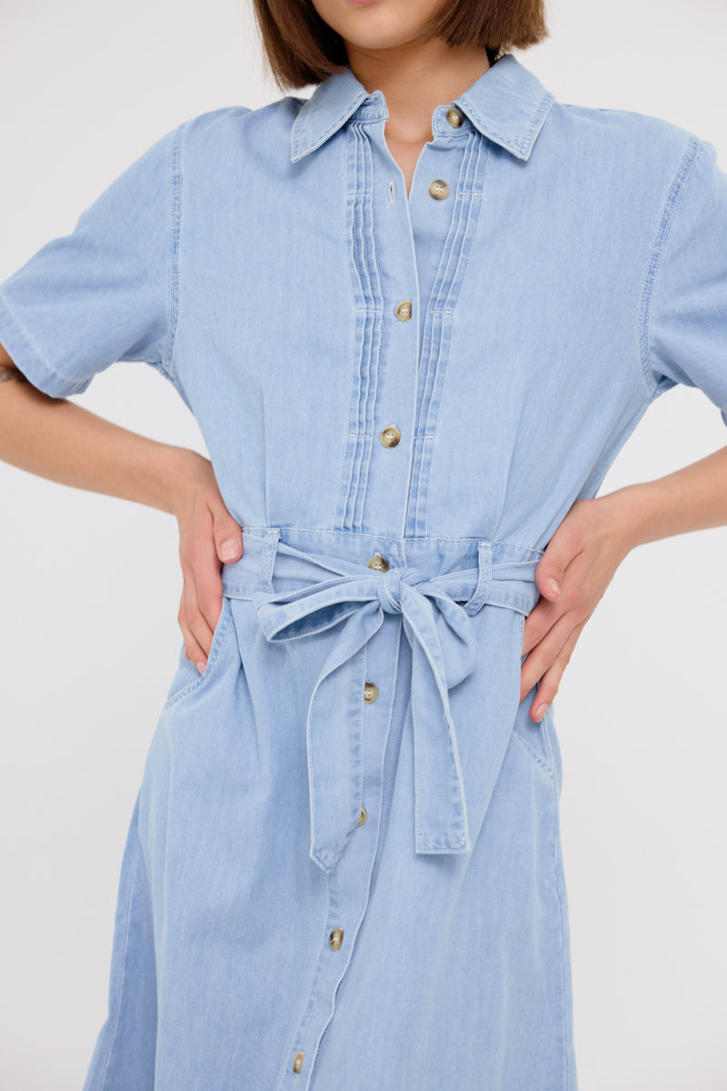 Fleurine Midi Dress (Light Blue Denim)