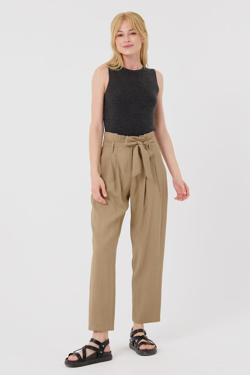 Greta Paper Bag Pants (Olive)