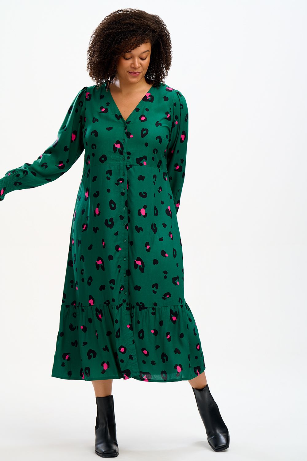 GWEN MIDI TIERED DRESS (GREEN)