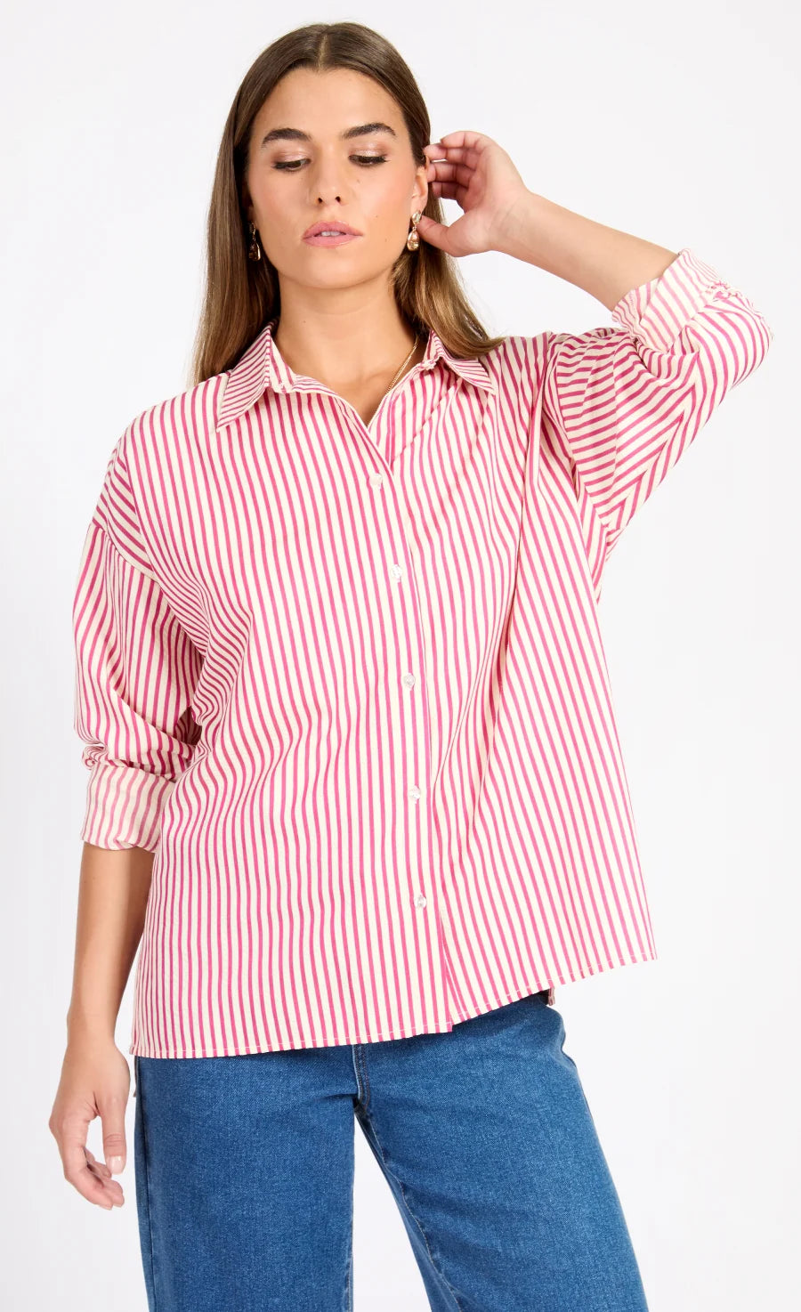 Serena Stripe Shirt (Pink/Cream)