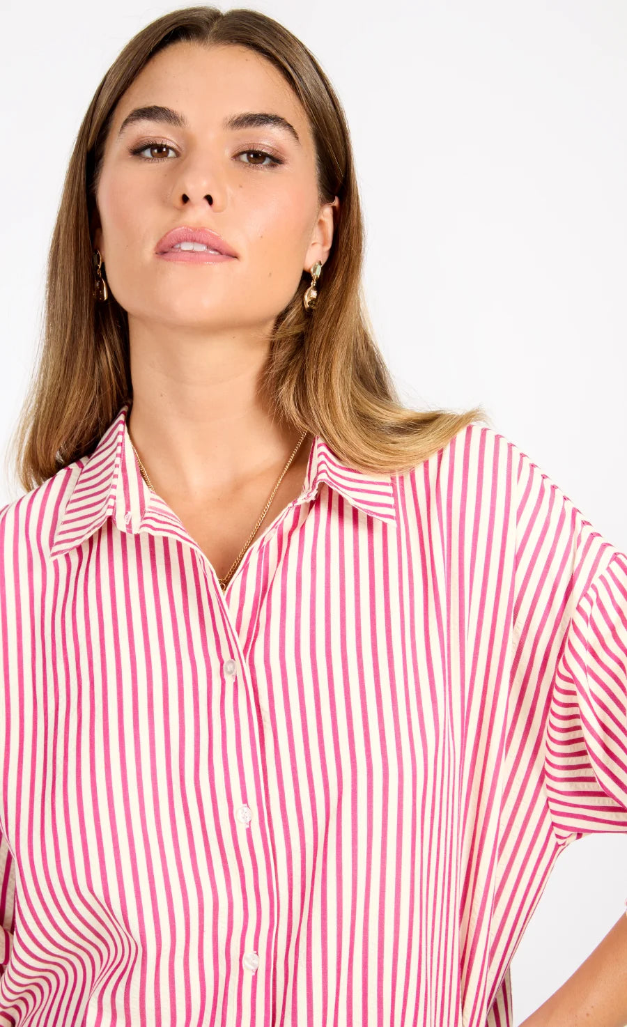 Serena Stripe Shirt (Pink/Cream)