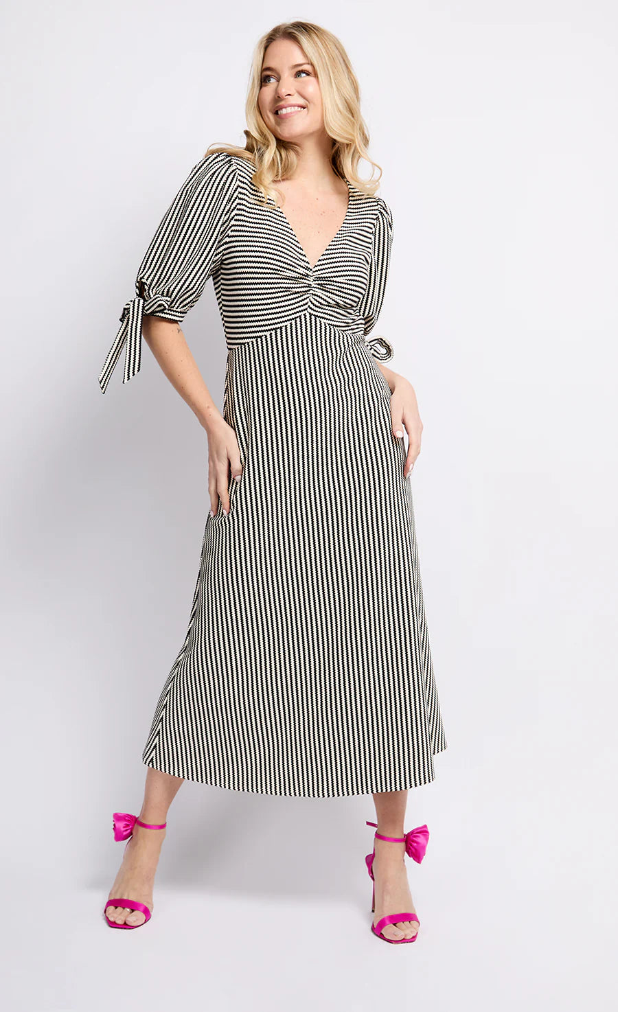 Annbelle Midaxi Dress (Mono Stripe)