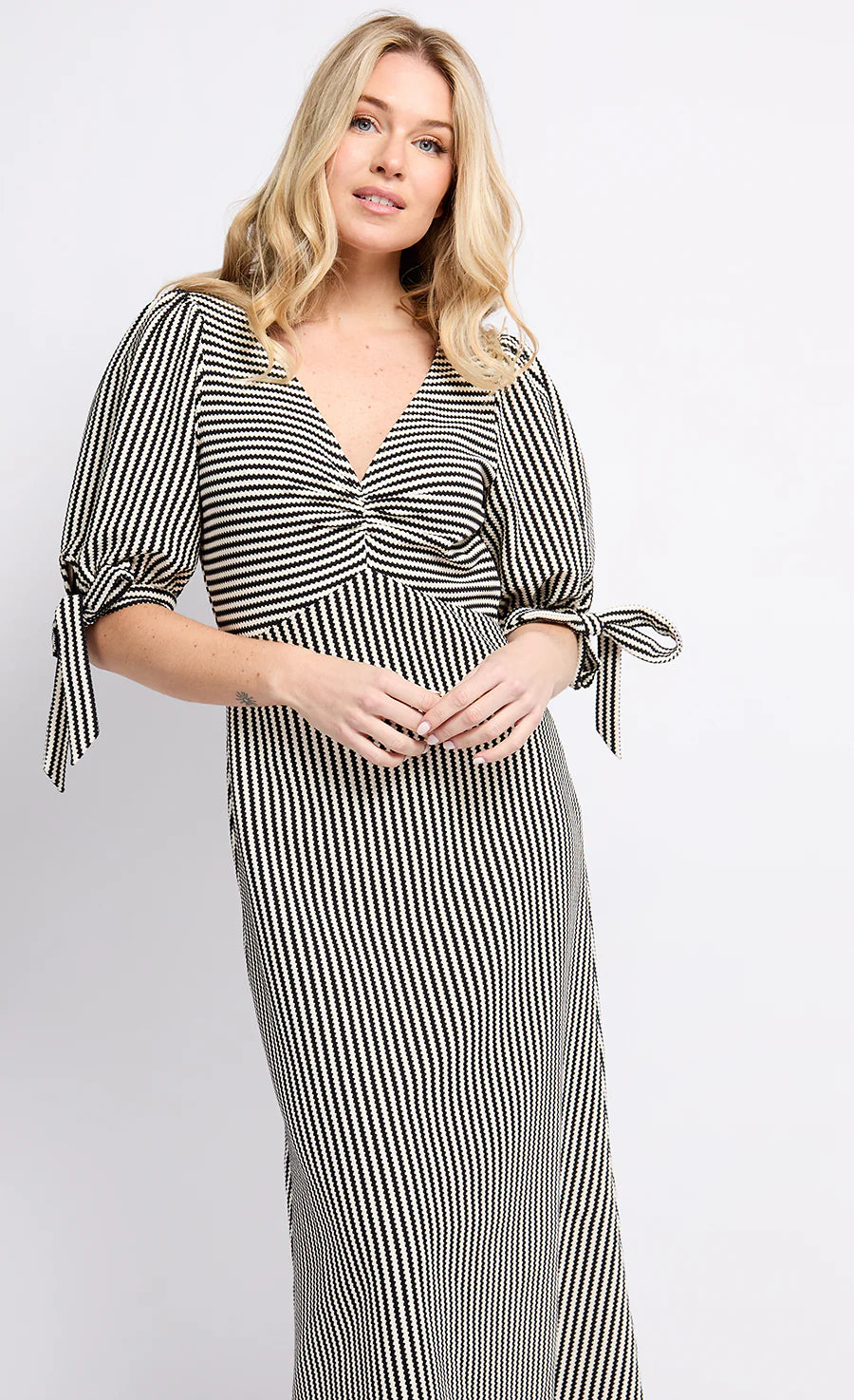 Annbelle Midaxi Dress (Mono Stripe)