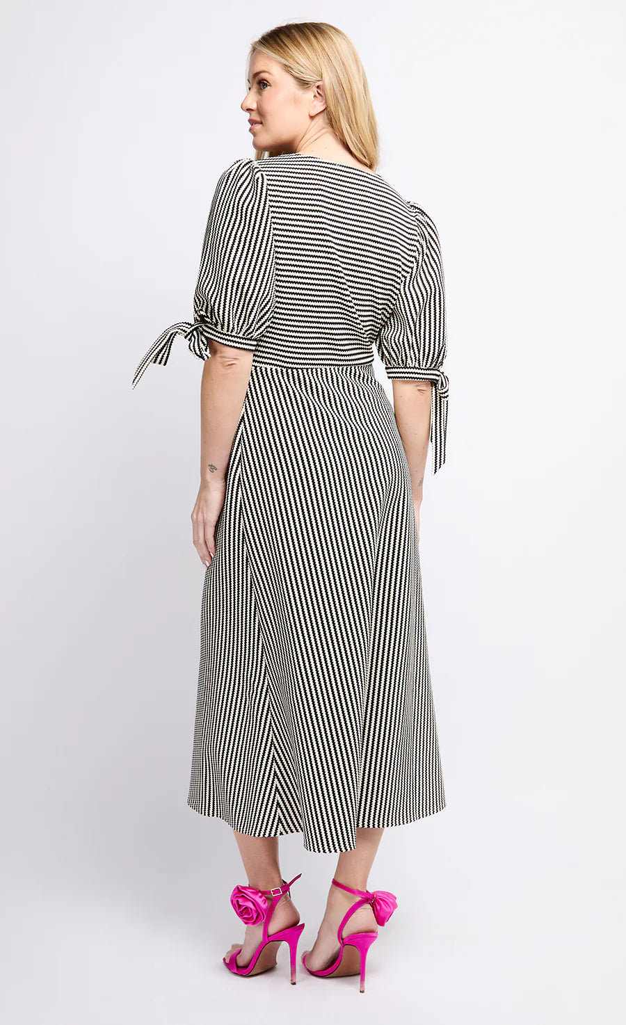 Annbelle Midaxi Dress (Mono Stripe)