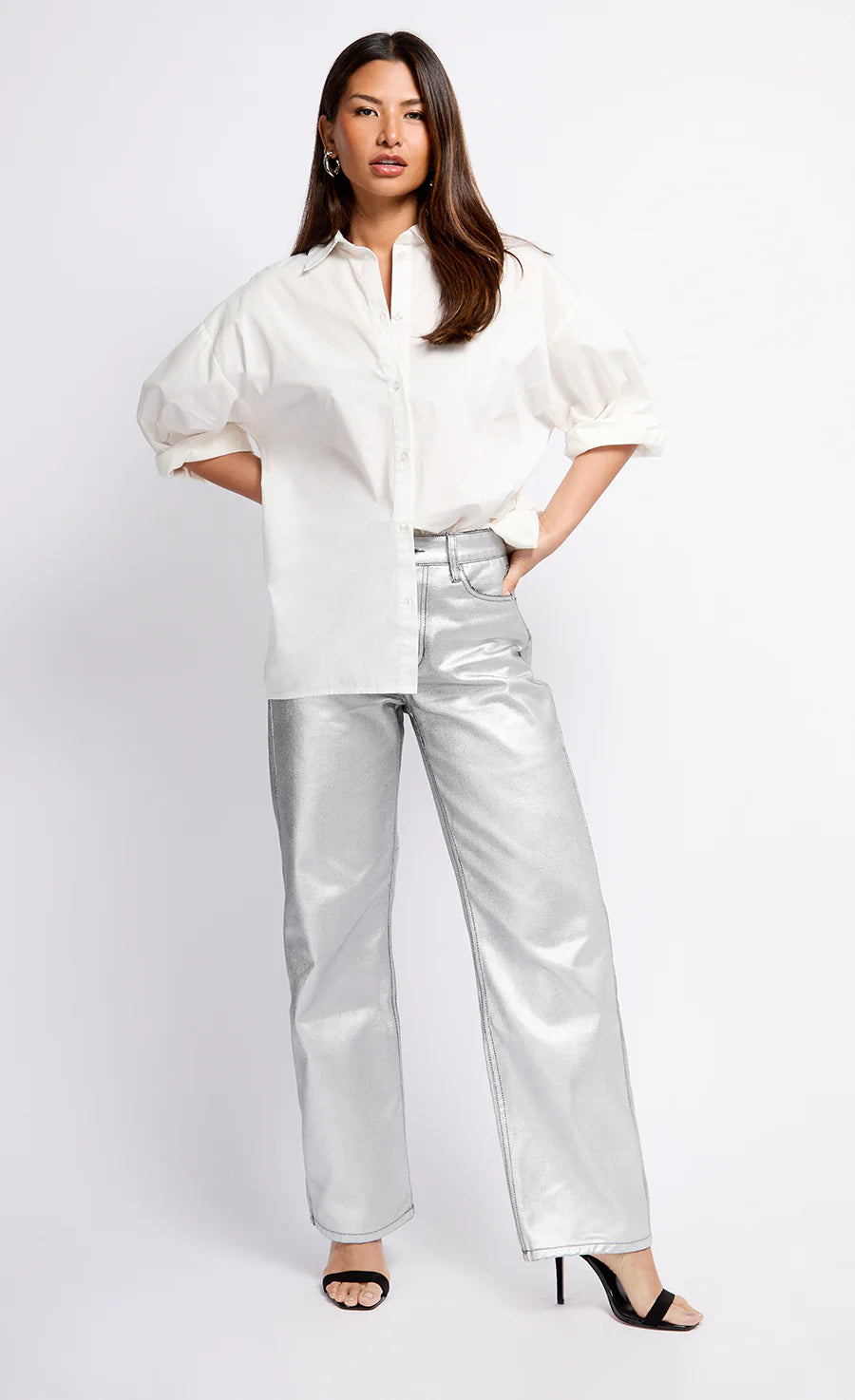 Sylvie Coated Trousers (Silver)