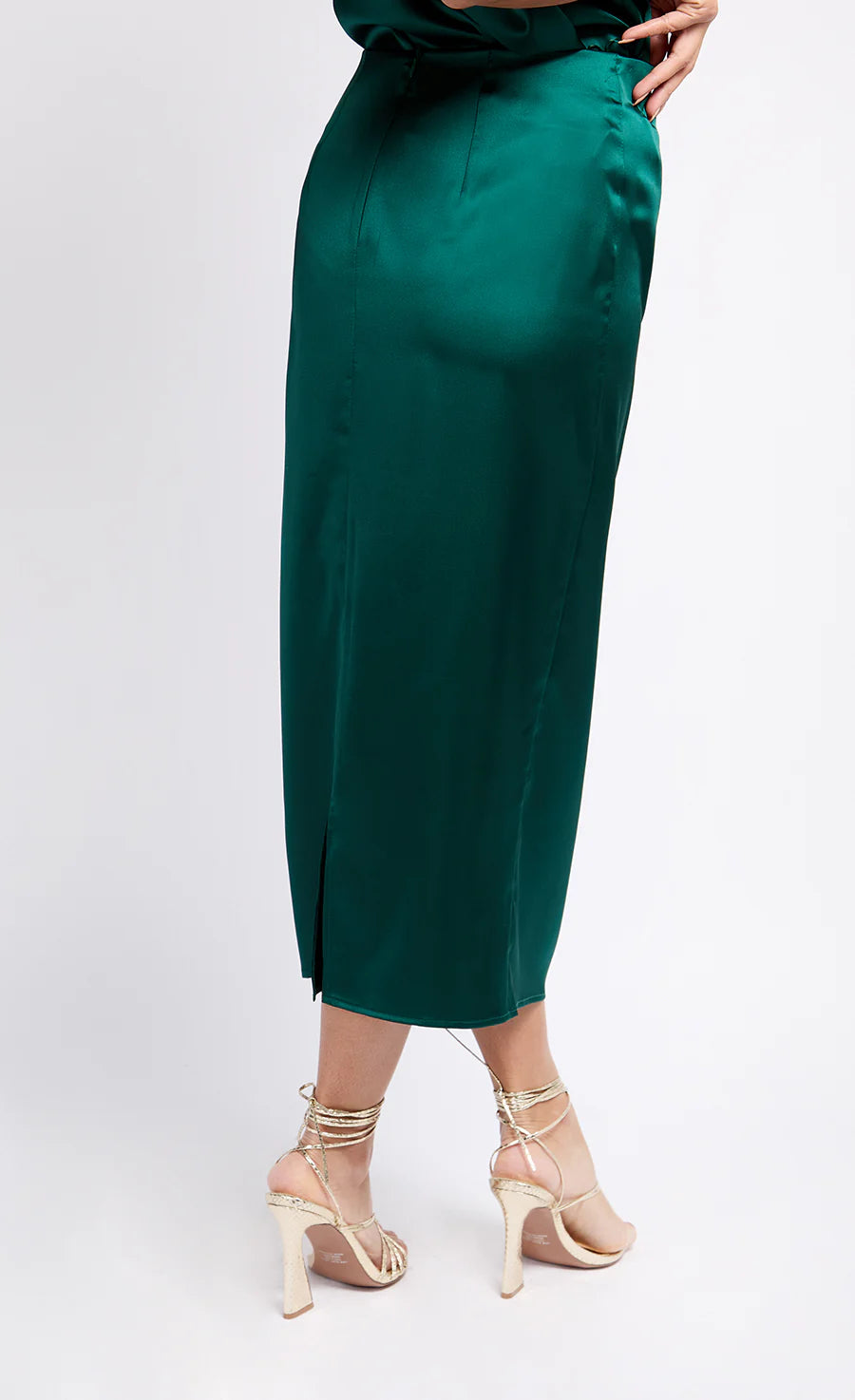 Aubery Satin Drape Skirt (Green)